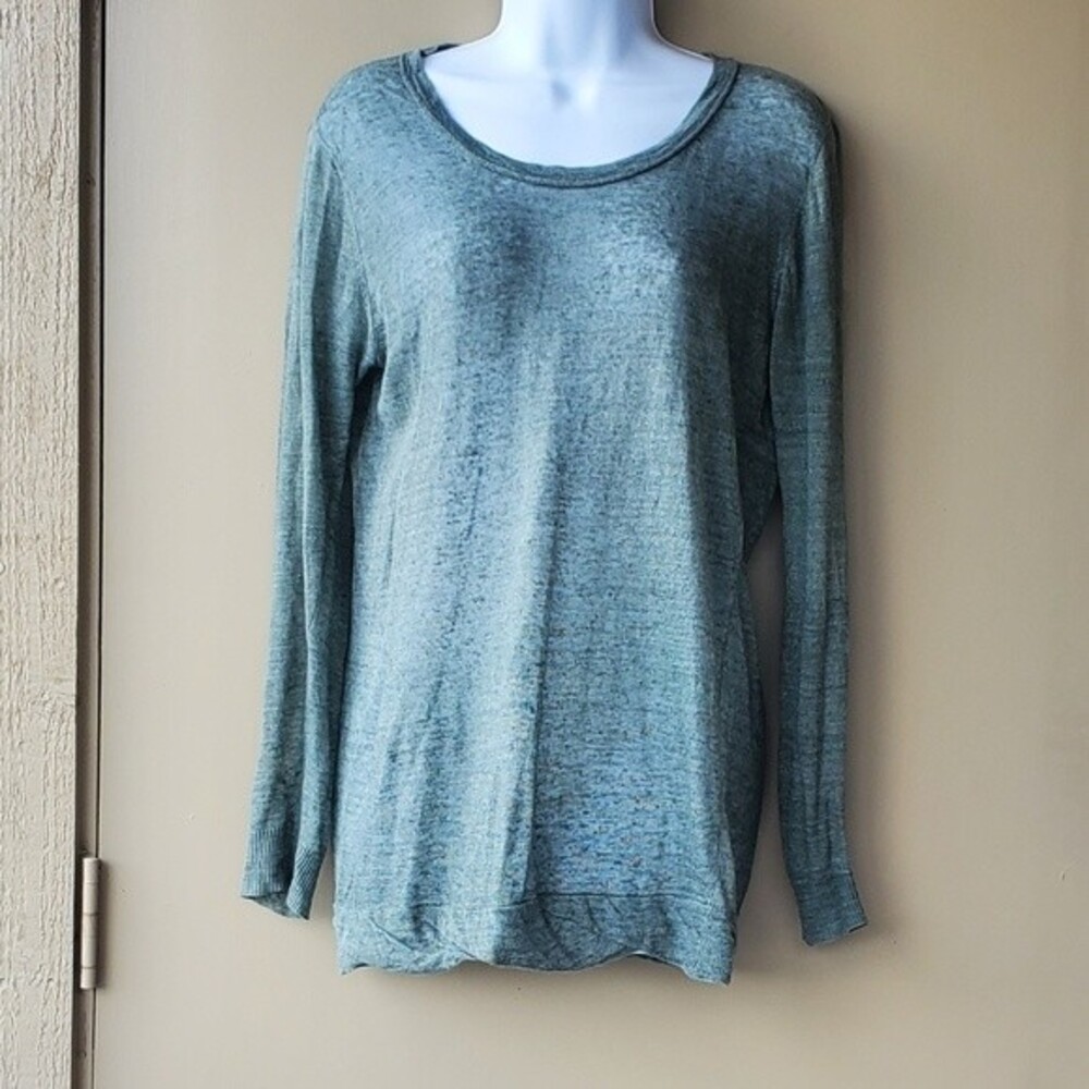 Pure Dkny Womens small Green Sheer Basic Long sleeve Shirt